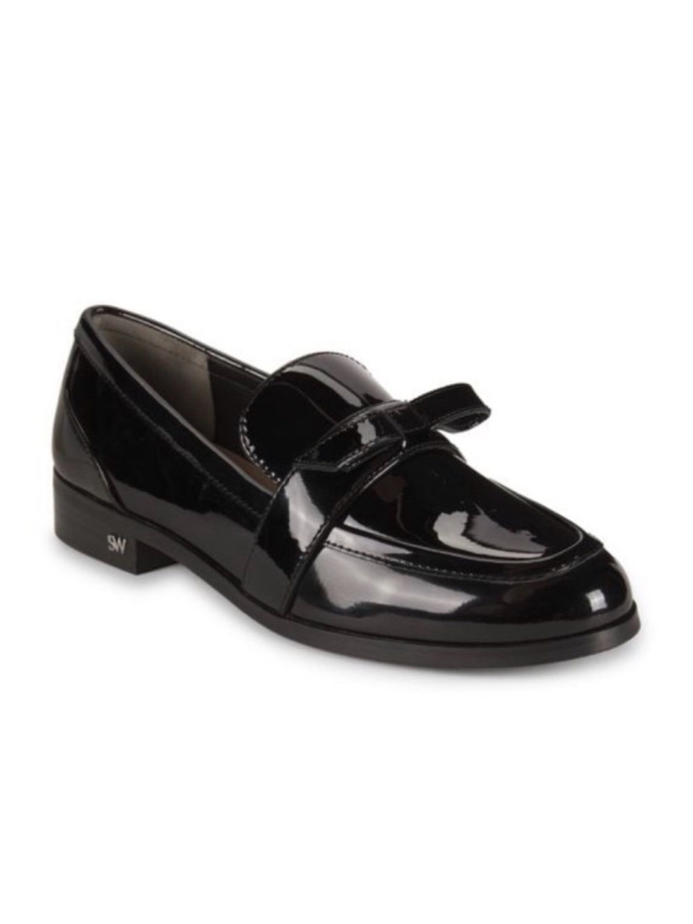 New Stuart Weitzman Emma Bow Loafer Black Patent Leather Sz 7
